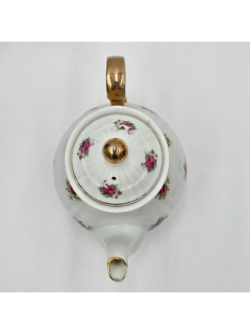 Vtg Minamiyama Seitosho Electric Teapot Rose Pattern Gold Accents Plug Included - Picture 7 of 15